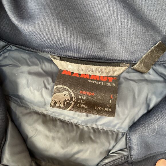 Mammut Down Jacket Womens Large Pertex Microlight Hybrid Midnight Blue Packable - Picture 2 of 7